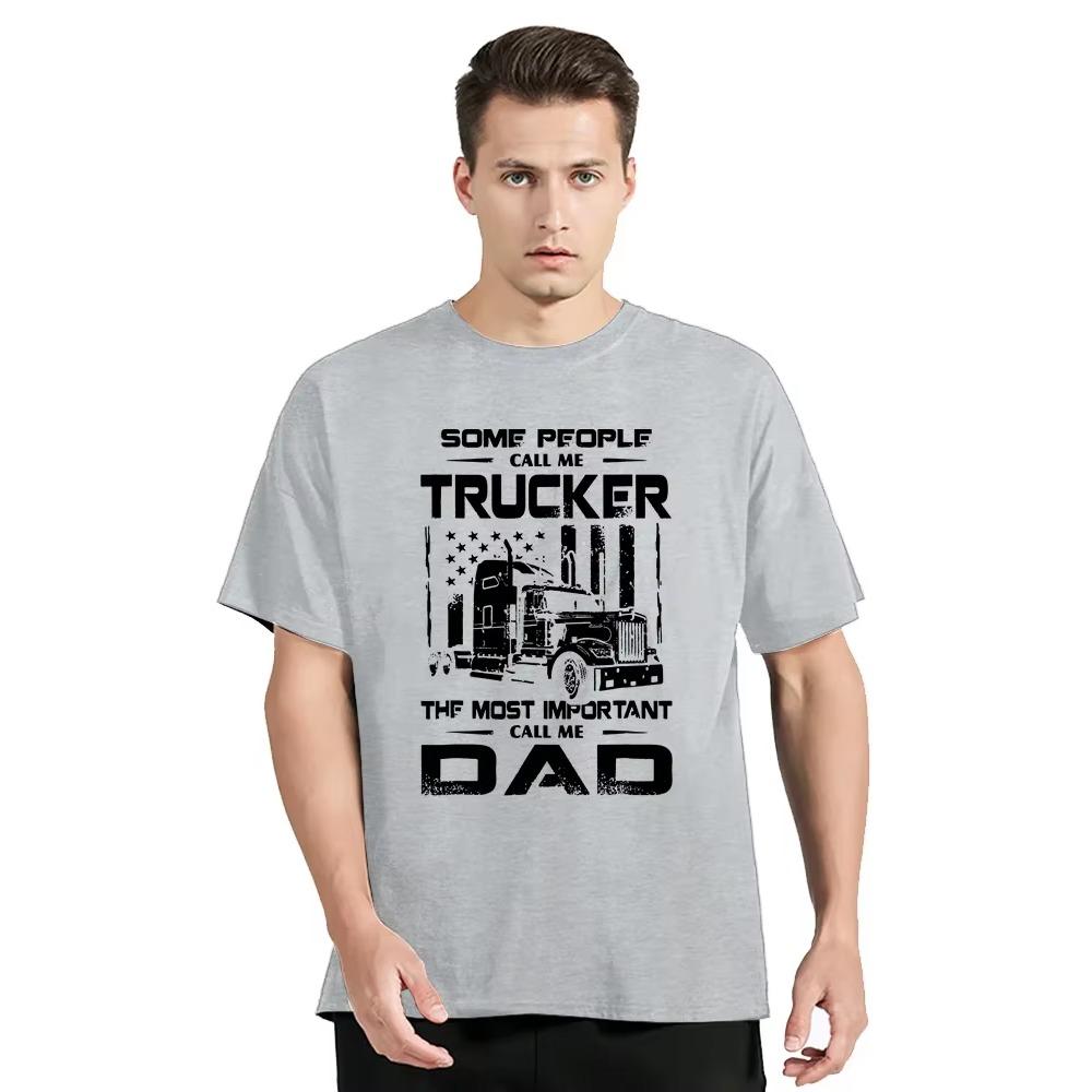 

Футболка в подарок на День отца с забавным принтом «Американский дальнобойщик», новая, 100% хлопок, повседневная, с коротким рукавом и круглым вырезом, размер мужской одежды S-3XL S бежевый