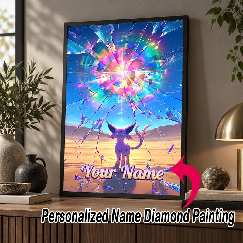 Personalized espeon Diamond Art Custom Name 5D Diamond Painting Full Drill DIY Craft