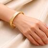 Gold Color Dainty Flowers Open Cuff Bangle Stainless Steel Bracelet For Women Wedding Party Vacation Jewelry Accessories Gifts