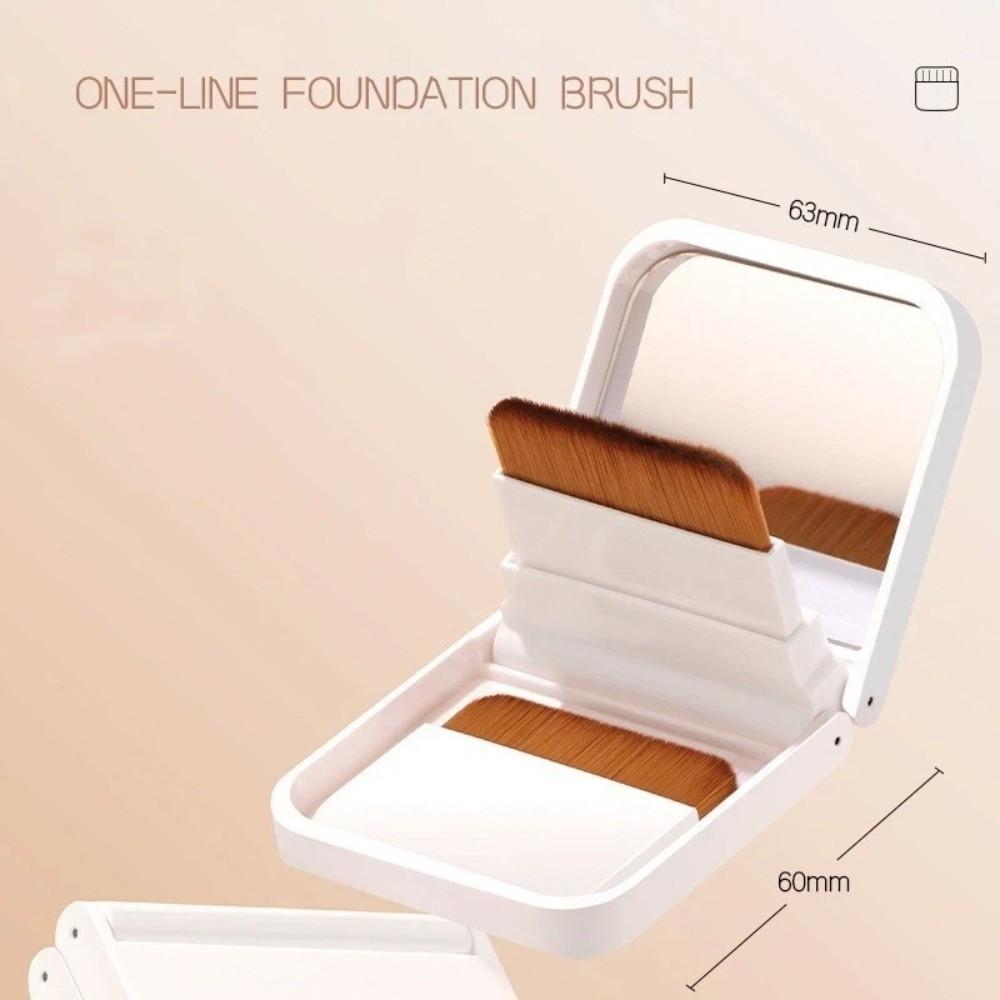 Ultra-thin Compact Foundation Brush With Mirror Beauty Tools Flat-head Makeup Brush No Trace Foldable Foundation Brush