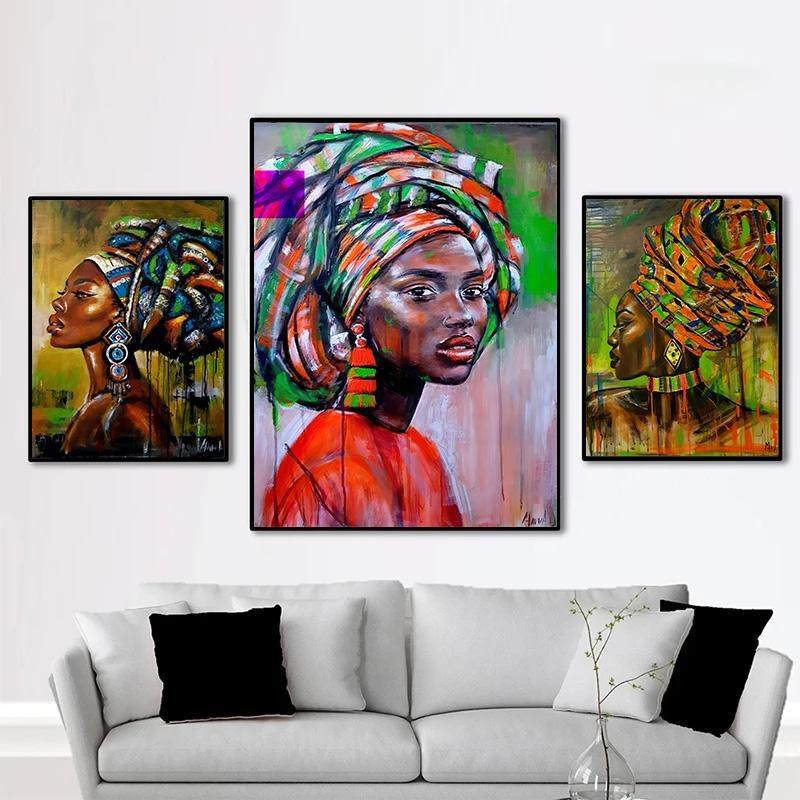 Graffiti Art African Black Woman Posters and Prints Abstract African Girl Canvas Paintings On the Wall Art Pictures Wall Decor