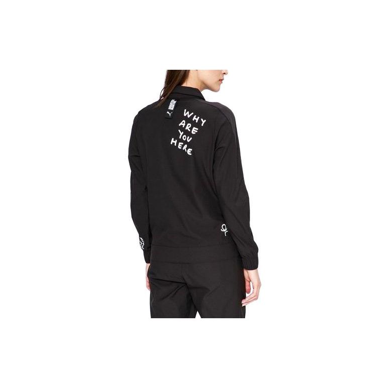 Puma Shantell Martin Fz Loose Fit Logo Pattern Printed Zip Long Sleeve Jacket Women Jacket Black 575473-01