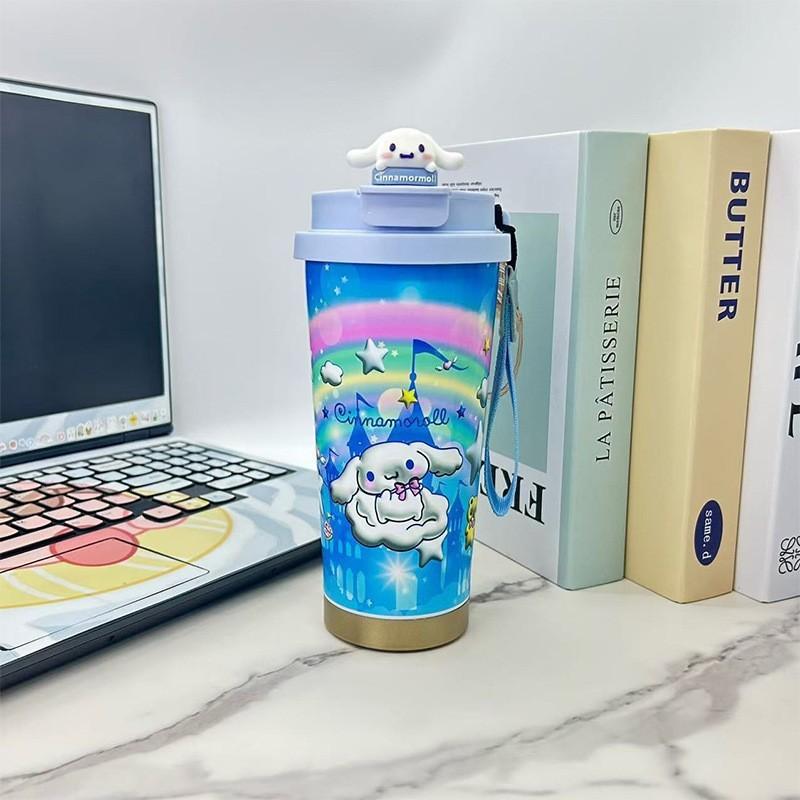 Kubek do kawy Labubu kubek termosowy z stali nierdzewnej 316 o wysokiej wartości męski i damski kubek na wodę kreskówkowy kubek ze słomką do picia podwójnego