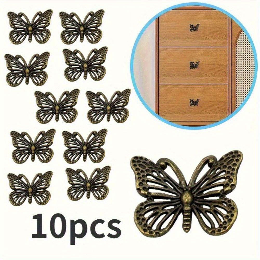 10pcs Butterfly Drawer Handle - Wardrobe, Wardrobe, and Jewelry Box Decorative Handle - Elegant Furniture Hardware Accessories