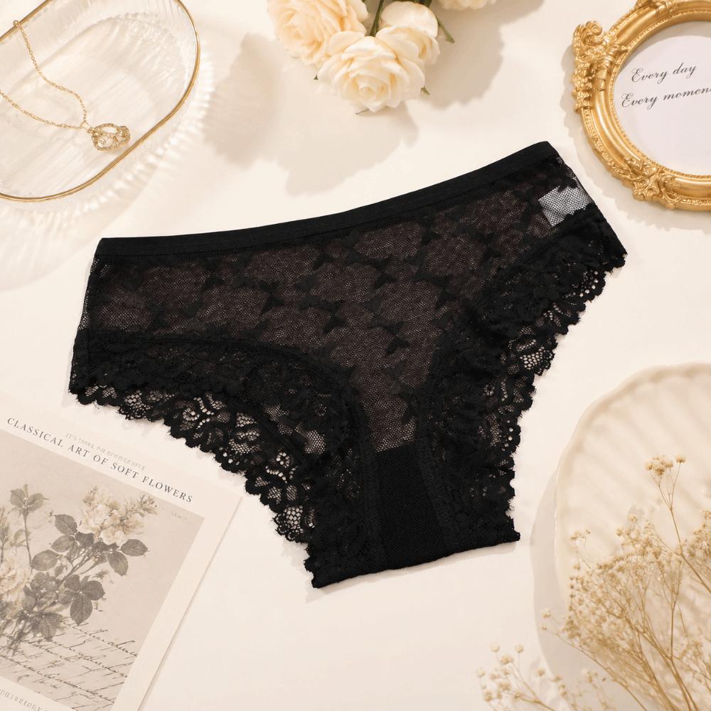 Seamless Lace Trim Briefs Transparent Women Lace Panties Breathable Sheer Mesh Underwear  Girls