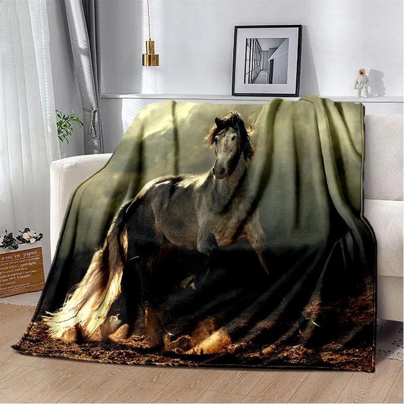 Horse Animal Pentium Gallant Steed Blanket,Soft Throw Blanket for Home Bedroom Bed Sofa Picnic Travel Office Cover Blanket Kids