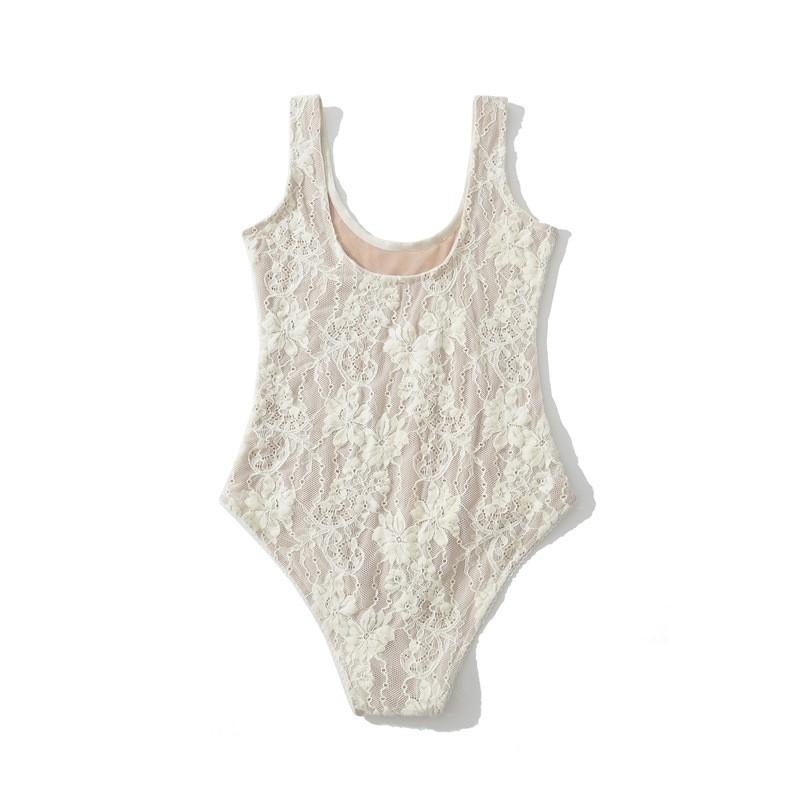 Pure Desire Style Lace Bodysuit Sleeveless Slim Fit Top