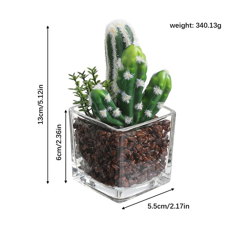 1Pcs Succulent Plant Artificial Transparent Flowerpot Fake Cactus Plant Indoor For Window Office Racks Bathroom Home Decoration