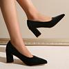 Plus Size High Heels Women's Fall 2025 Comfort Pointed Block Heels