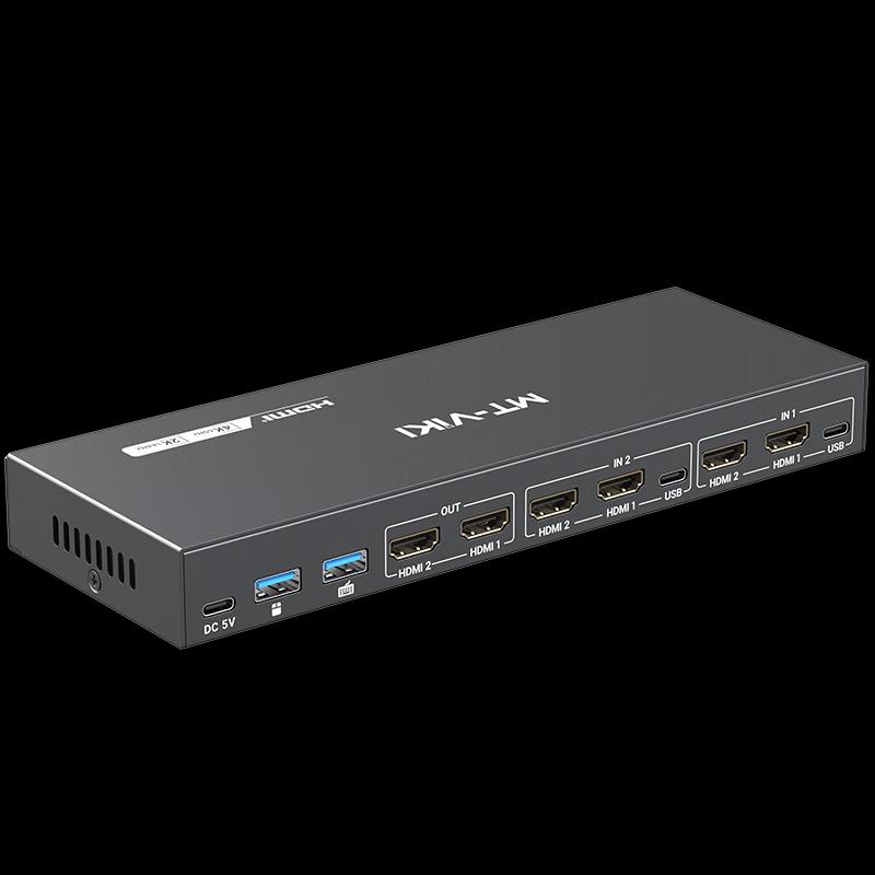 MT-viki HDMI KVM Switch 2-Port 2-Monitor 4K Dual Display