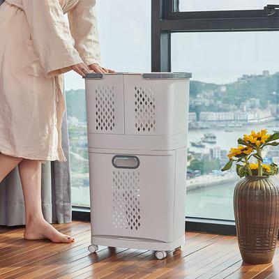  Panier à linge en plastique de style japonais: Grande Capacité, Sans Perforation, Panier à Linge Multicouche Autoportant