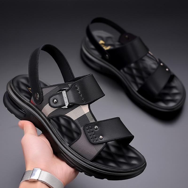 Brand Men's Sandals High-quality Cowhide Leather Sandals Outdoor Casual Sport Sandals for Men Non-slip Beach Shoes 2024Sandalias