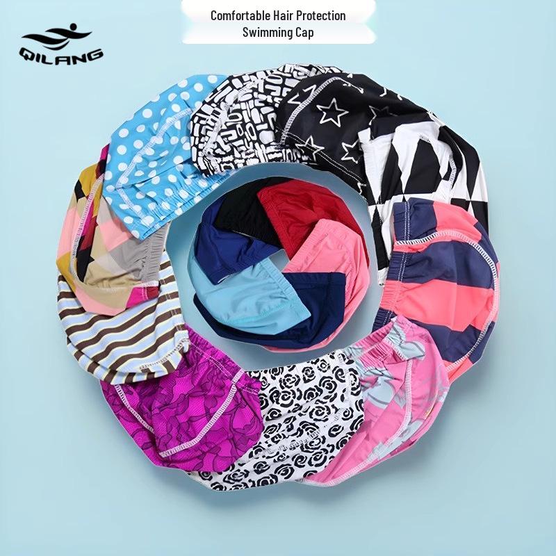 Adult Unisex Comfortable Swimming Cap - Fabric Design with Ear and Hair Protection, Individually Packed