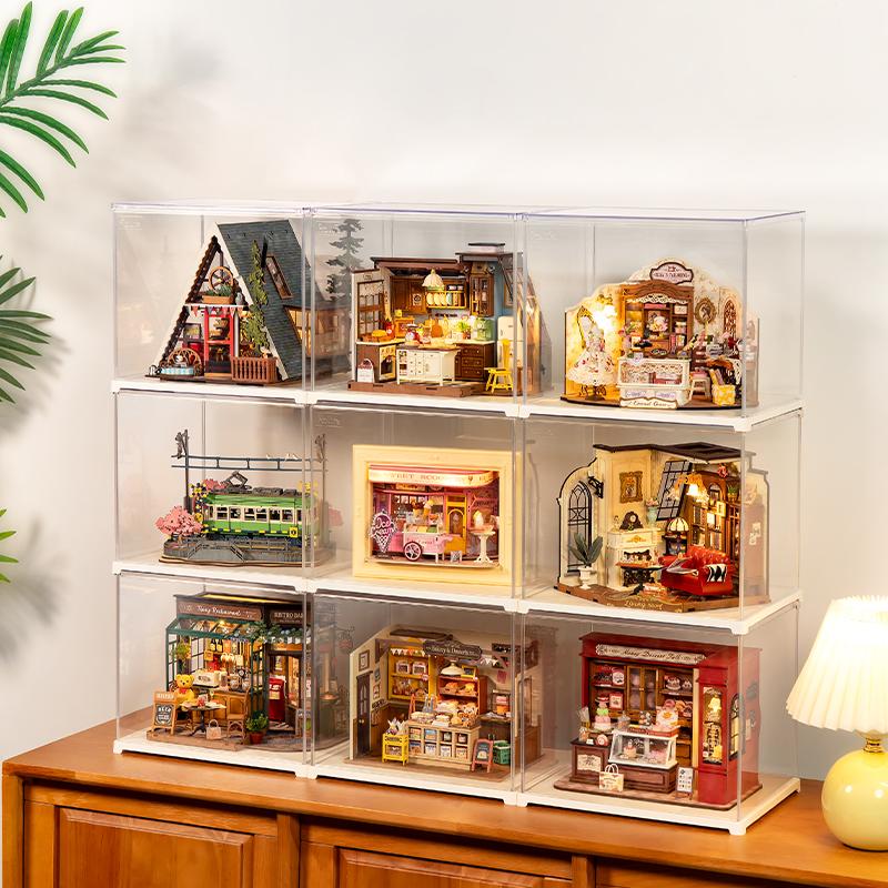 Rolife Open Dust Cover Building Blocks Storage Display Case DIY Cottage Scenario Hobby Model Equipment 6pcs DF03L DF03L