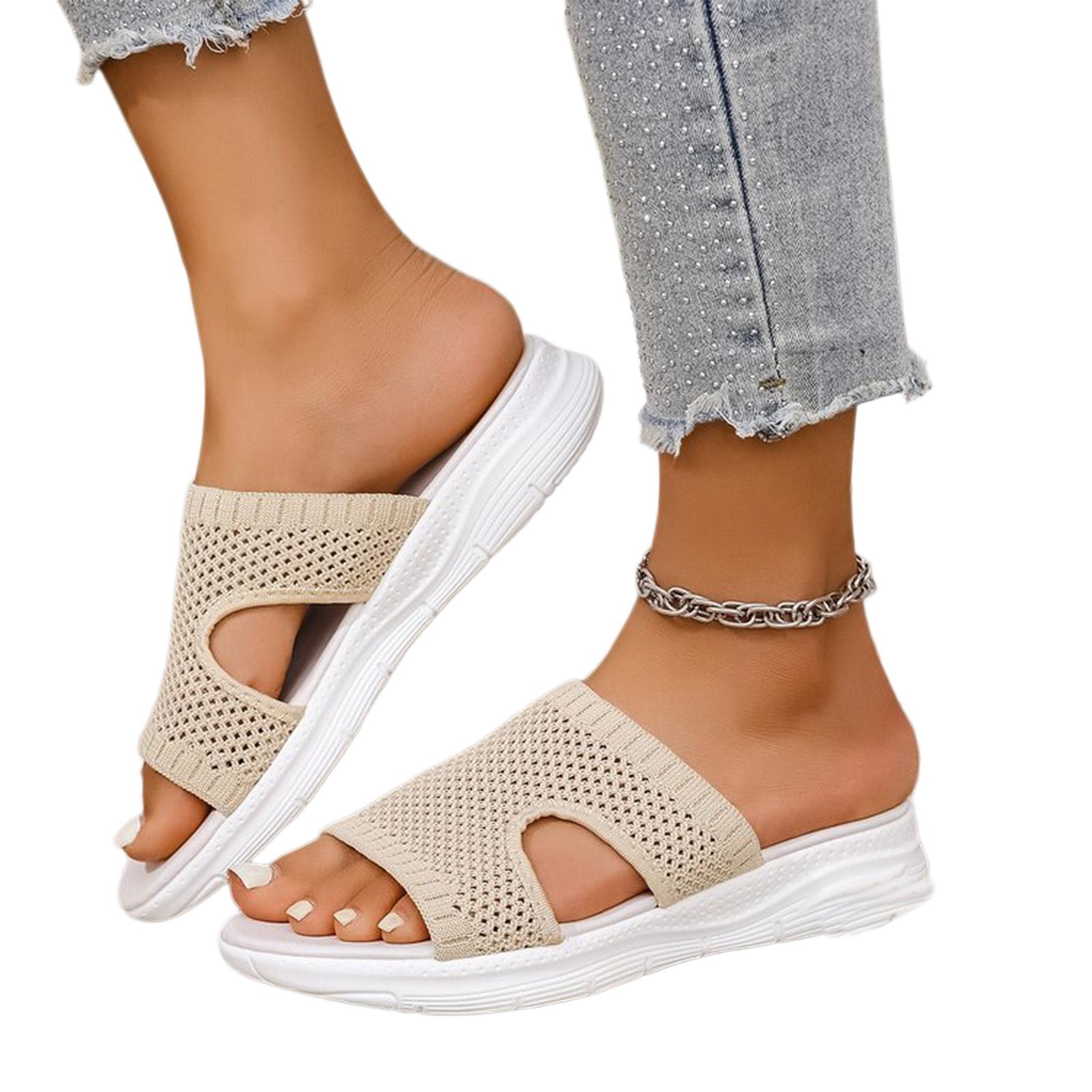 

Sandals For Women With Arch Support Sandals Summer Beach Shoes Comfortable Casual Shoes Wide H Beach Sandals 36 бежевый