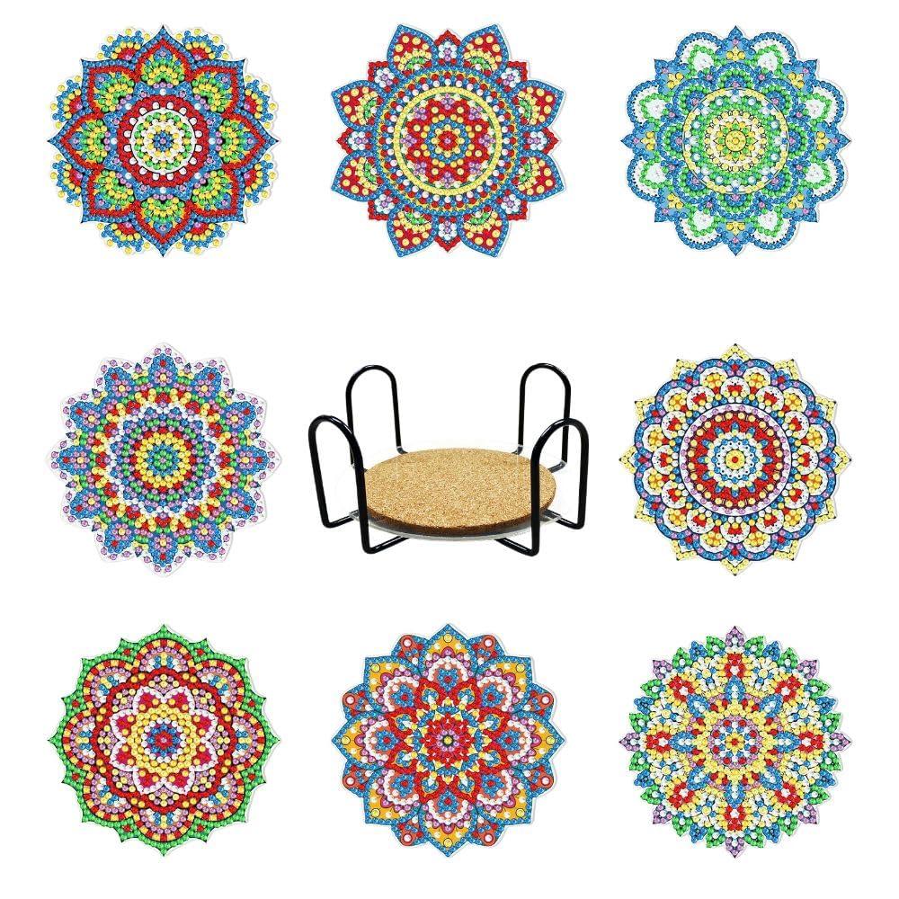 

PreQuoro Diamond Art Kit, Set of 8 Coasters, Bead Art Crafts for Adults, Kids, and Beginners, Easy to Make