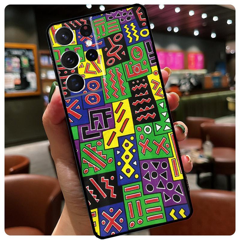 African Style Fabric Print Silicone Case For Samsung Galaxy S23 S22 Ultra S21 S20 FE S8 S9 S10 Plus Note 20 Ultra Cover