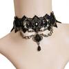 Collares Sexy Gothic Chokers Crystal Black Lace Neck Choker Necklace Vintage Victorian Women Chocker Steampunk