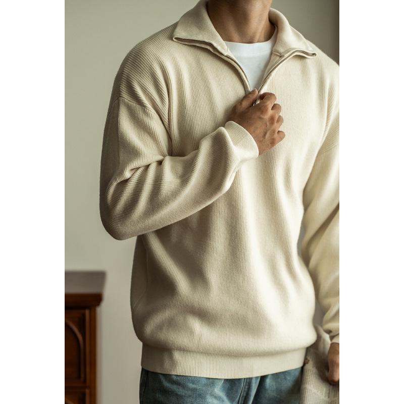Men's 2025 Autumn/Winter Half-Zip Stand Collar Knit Sweater