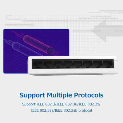 8-Port 100M Switch Ethernet Switch 8 adaptive 10/100Mbps Ethernet Ports Geringer Stromverbrauch Breit