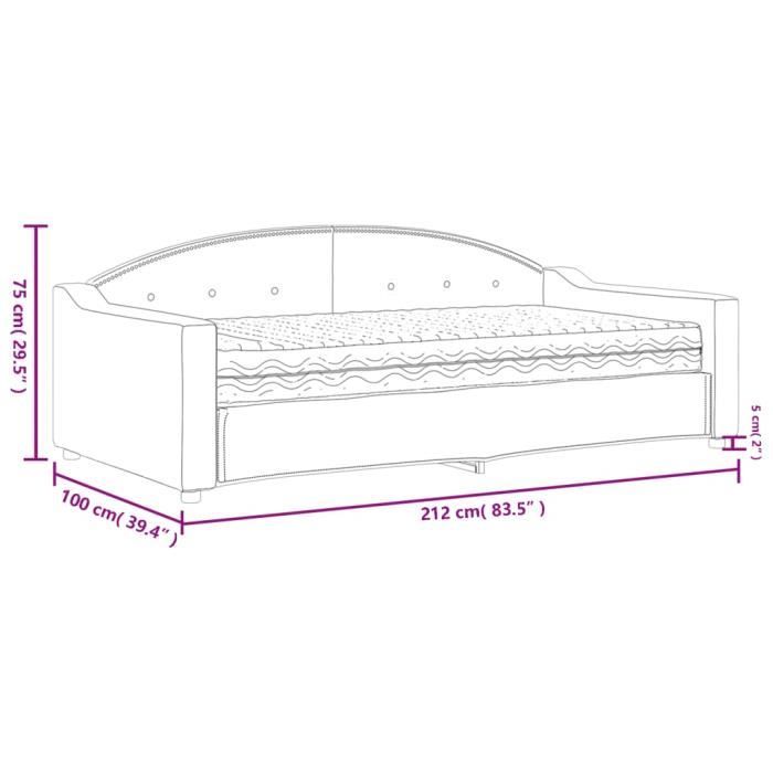 VidaXL Daybed with Mattress Dark Grey 90x190 Cm Fabric 3197523