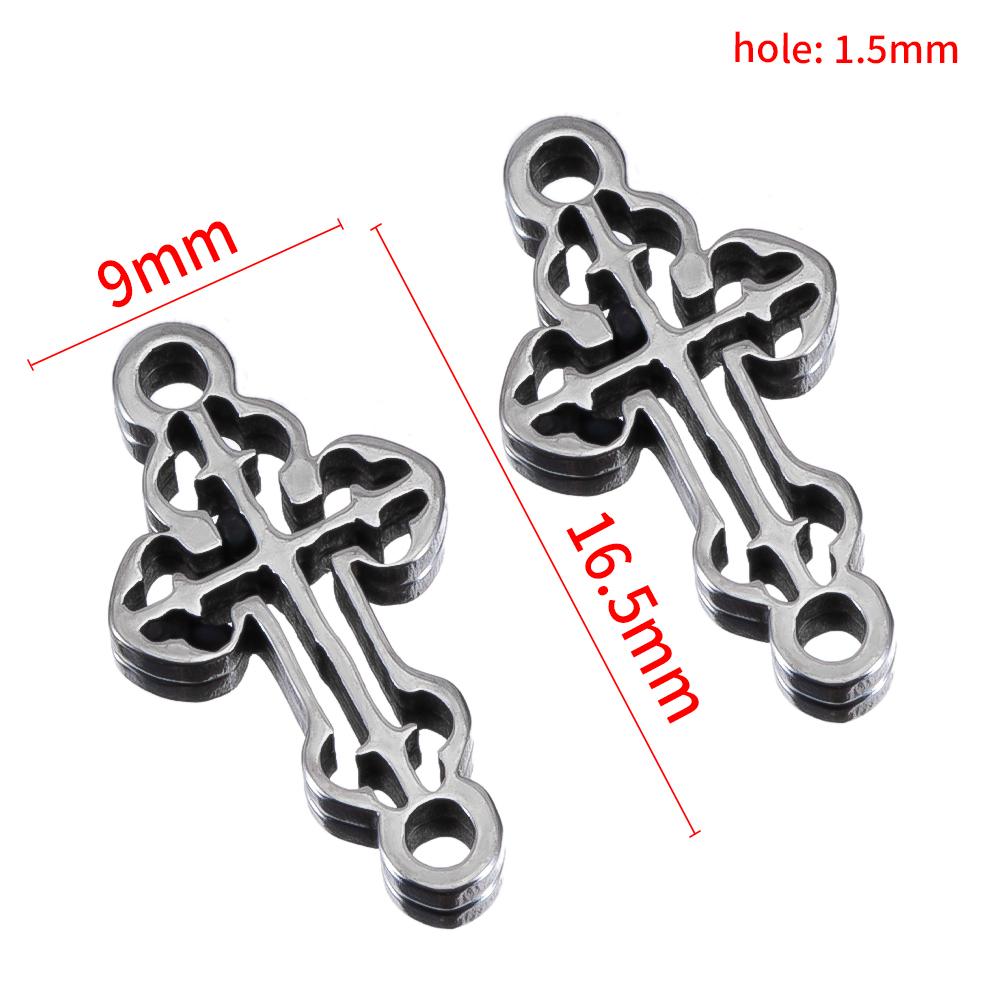20pcs Stainless Steel Mini Hollow Cross Pendant with Double Hole Bracelet Connector Earring Necklace Charm DIY Jewelry Making