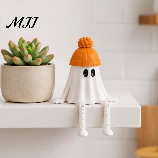 Halloween Ghost Pumpkin Figurines 3D Printed Decoration, Cute Figurine with Collectible Table Decor Movable Joints for Coffee Shelf Mantel Indoor