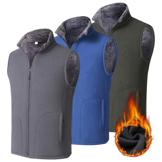 Gilet Invernale da Uomo Senza Maniche Collo Alto Tinta Unita Pile Spesso Caldo Taglia Plus Protezione Collo Gilet Invernale per Uso Quotidiano
