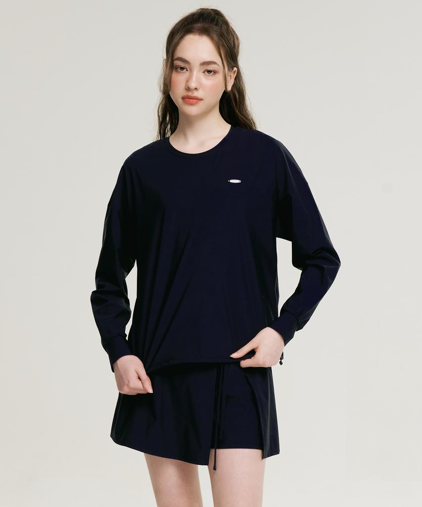 Leijibi [Set] Air Pastel String Women'S Long Sleeve Rash Guard + Wrap Skirt Set (4 Colors)