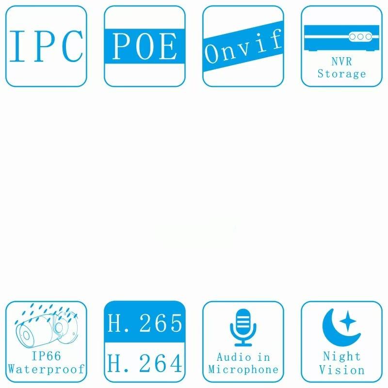 POE Camera with Alarm, Wired IP66 Waterproof, HD Dual Light Night Vision, Supports POE Power Supply
