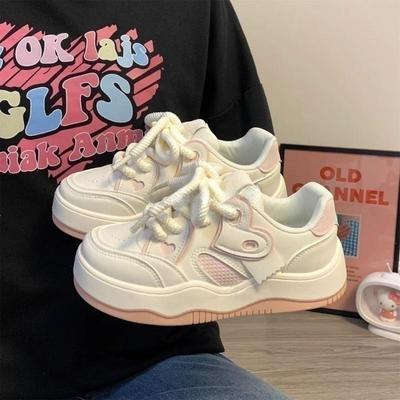 Vår Nye Søte Jente Chunky Fritidssko Mote Original Brettsko Dame Sneakers Koreansk Rosa Liten Hvit Sko Mujer