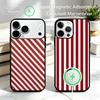Burgundy White Stripe Pattern Phone Case For iPhone17,16,15,14,13,12,11 Plus,Pro Magnetic with Magsafe Wireless Charging