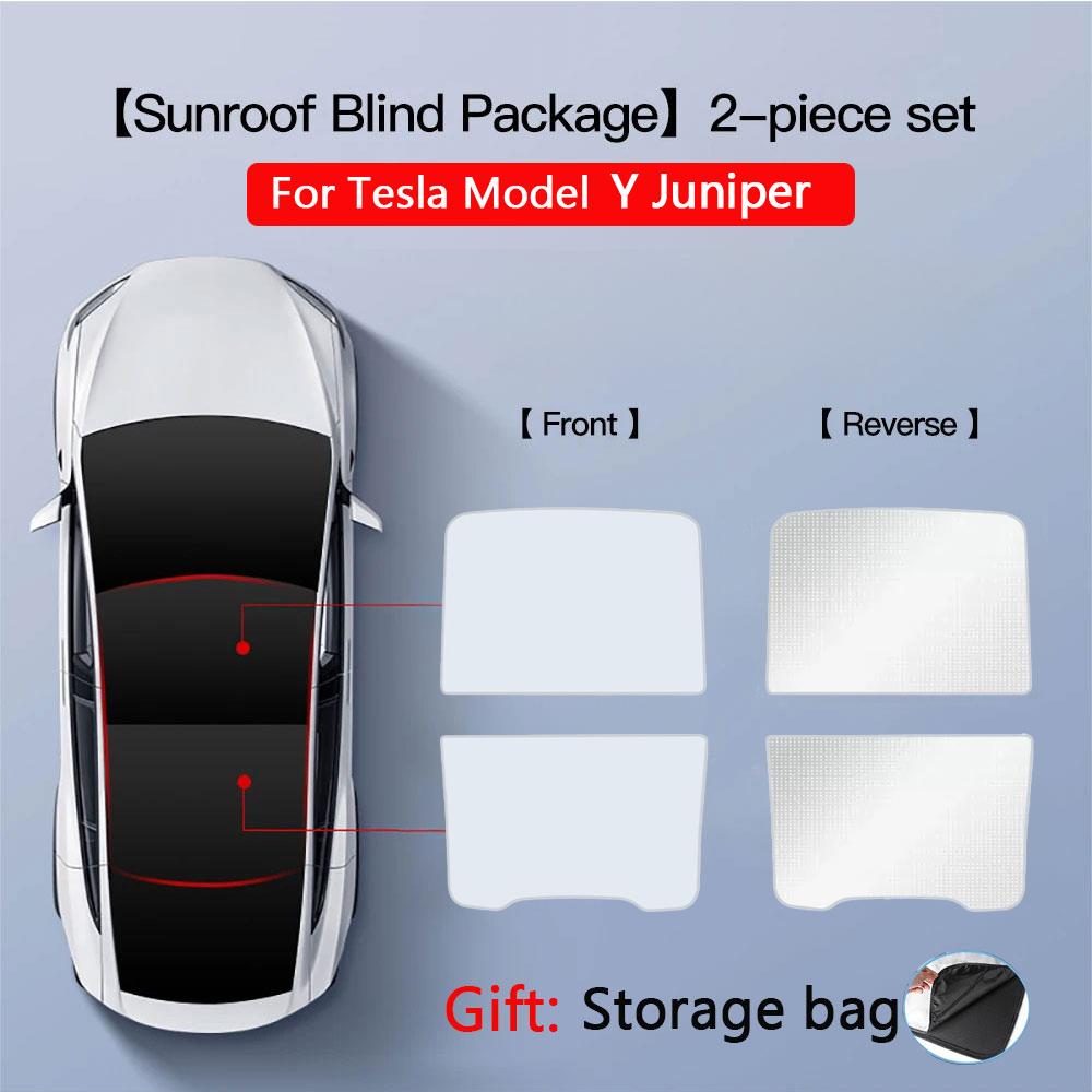 2PCS For Tesla Model 3/Y/3 Highland/Y Juniper Ice Cloth Buckle Shades for Glass Roof Front & Rear Sunroof Skylight Sunshade