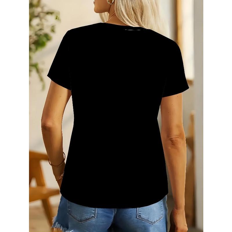 T-shirt pour femme Nuit au clair de lune Chat noir Imprimé Lune croissante Étoile Décontracté Street Style Accrocheur Manches courtes Haut