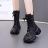 2025 Genuine Leather Women's Mesh Martin Boots, Thick Sole, 7cm Height Boost, Spring/Summer Style, Lightweight and Breathable Design.