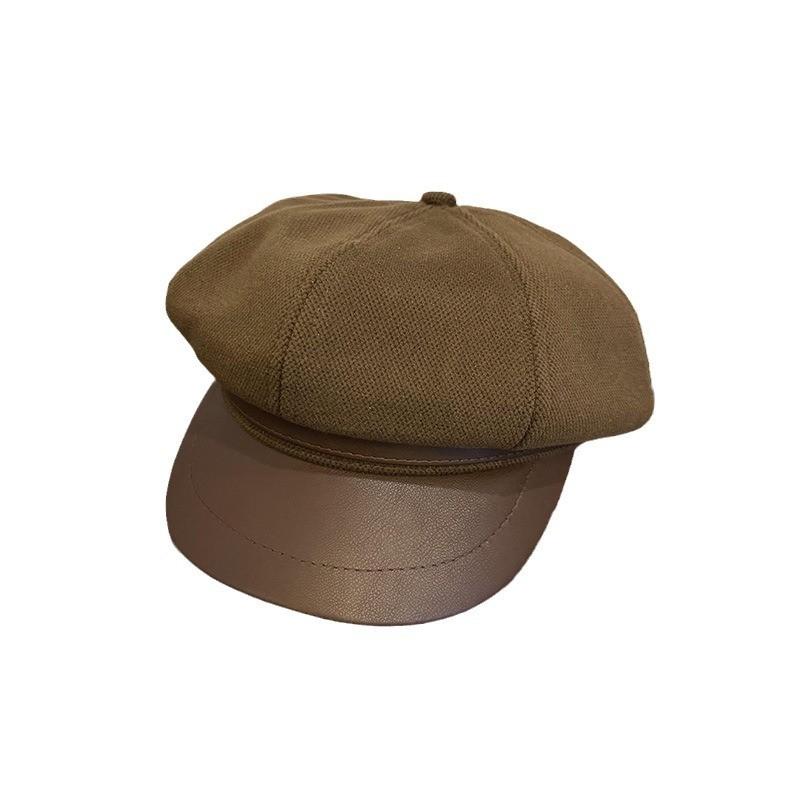 Trendy Color Solid Woolen Hats Curved Brim Autumn Winter Street Fashion Cao