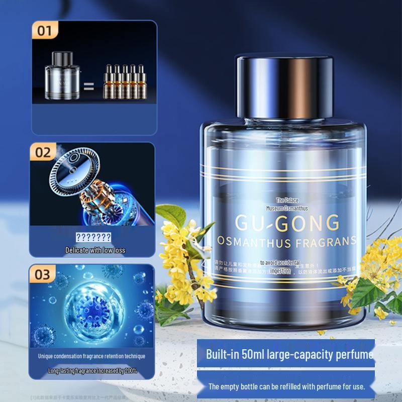 Kafeile Dual-Use Smart Air Freshener: Osmanthus Cologne Fragrance Automatic Spray Essential Oil Diffuser for Car & Home.