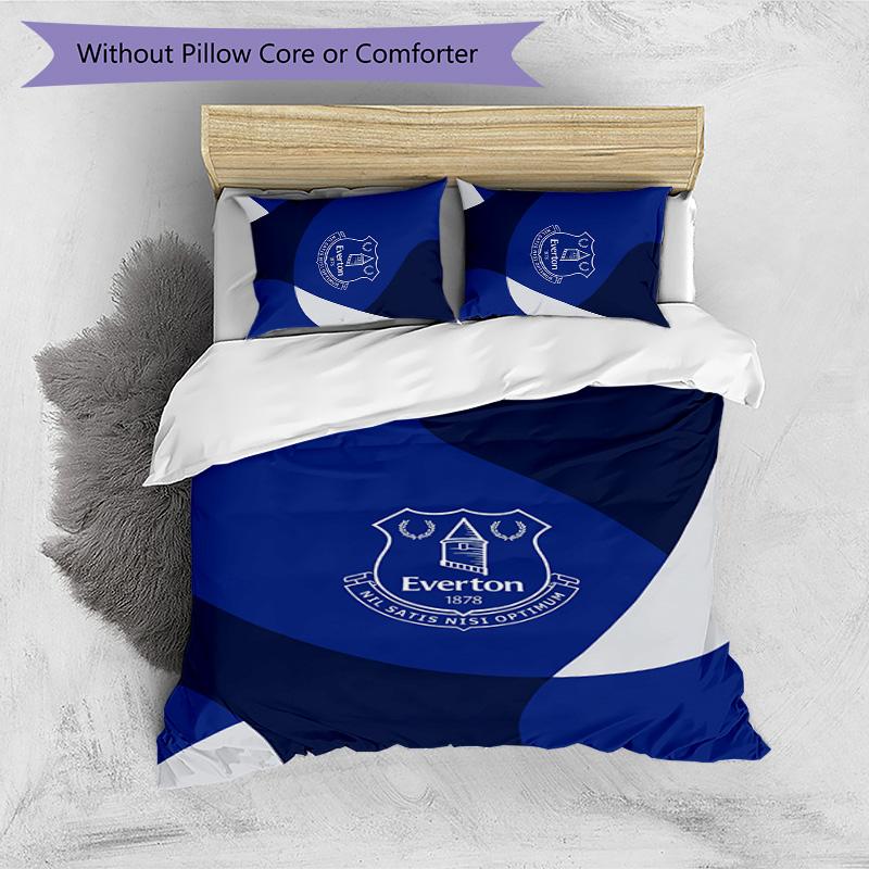 Set Lenzuola Everton Football Stampato 3 Pezzi, Comodo Set Copripiumino per Camera da Letto Amico della Pelle