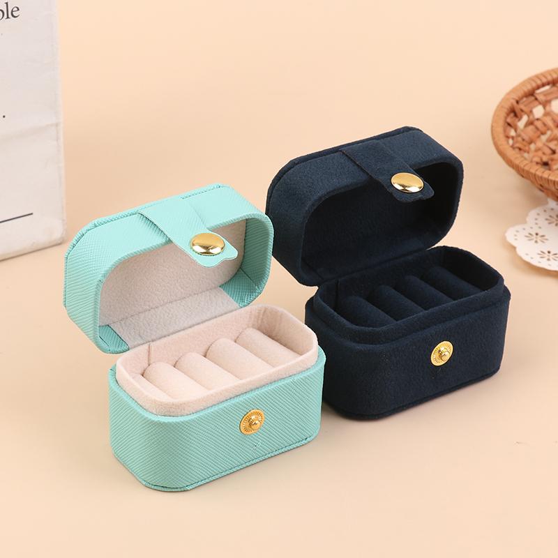 6.3*3.6*4.5cm Jewelry Storage Bag Travel Simple Leather Velvet Ring Necklace Earrings Storage Box Organizer Display Gift Box