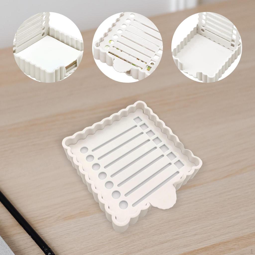 Sticky Notes Holder with Stencil Dispenser Desk Organizer Self Sticks Notepad for Dorm