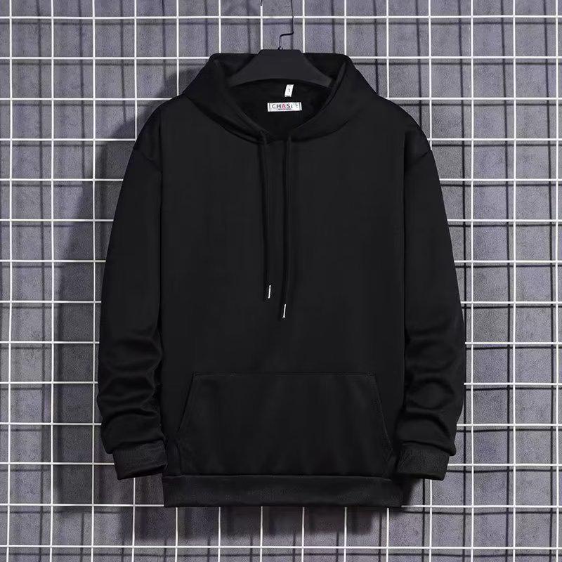 

Популярная мужская модная однотонная толстовка с капюшоном: Новый зимний стиль, универсальный, повседневный пуловер из бархата. S чёрный