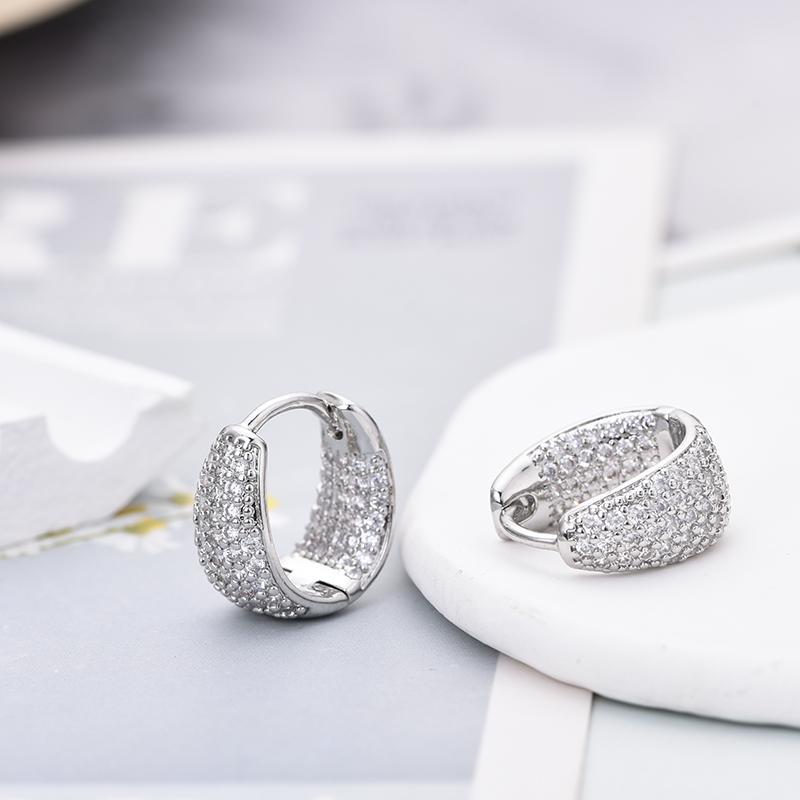 Fashion Zirconia U Shape Huggie Hoop Earrings For Women Geometric Ear Buckle Bridal Wedding Engagement Earrings Daily Jewelry