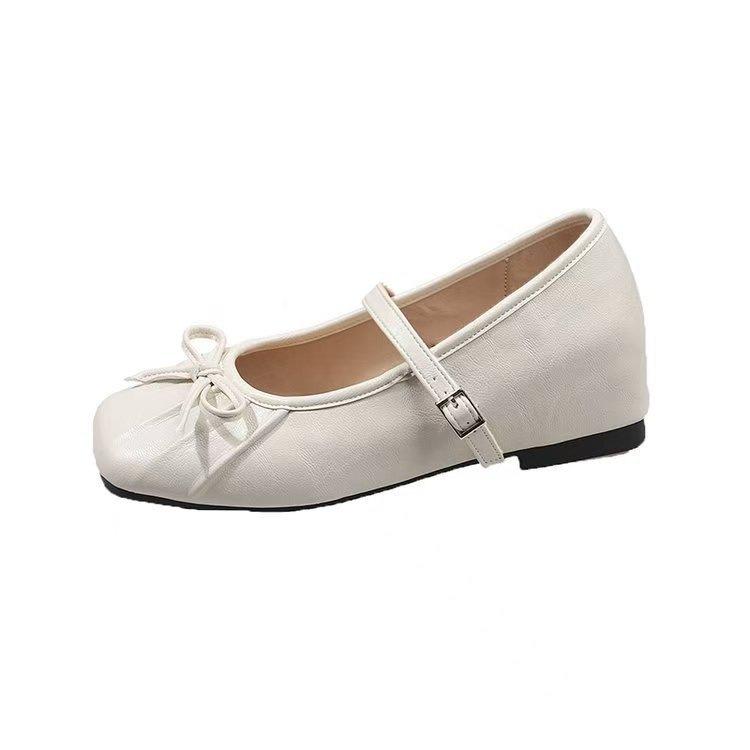 French shallow mouth Mary Jane shoes girl 2025 autumn new bow fairy word with soft sole versatile single shoes