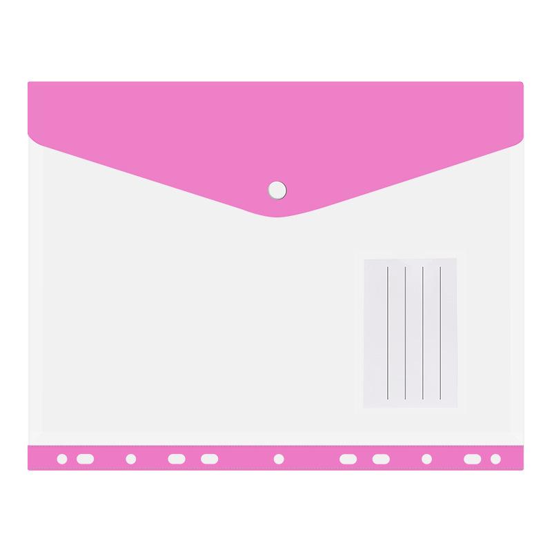 A4 Waterproof Thickened Transparent File Folder with Snap Fastener