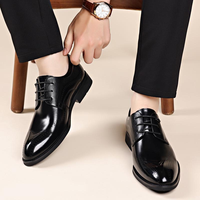 Business-Kleiderschuhe Herren Weichsohle Atmungsaktiv Leder Britische Herrenschuhe Pendler Rindslederschuhe