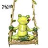 Skurrige Rasenverzierung für den Hinterhof Schwingender Frosch Gartenskulptur, Harz Meditierende Hängende Verzierung, Wasserdichte Niedliche Außendekoration Figur für Hof, Terrasse,