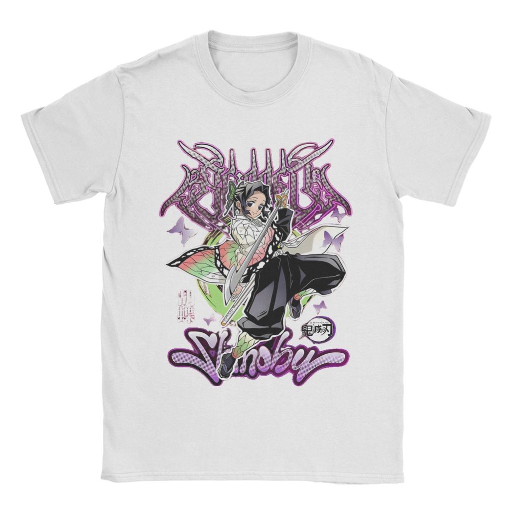 Men T-Shirt Shinobu Kocho Demon Slayer Funny 100% Cotton Tees Short Sleeve T Shirts Round Collar Clothing Gift Idea