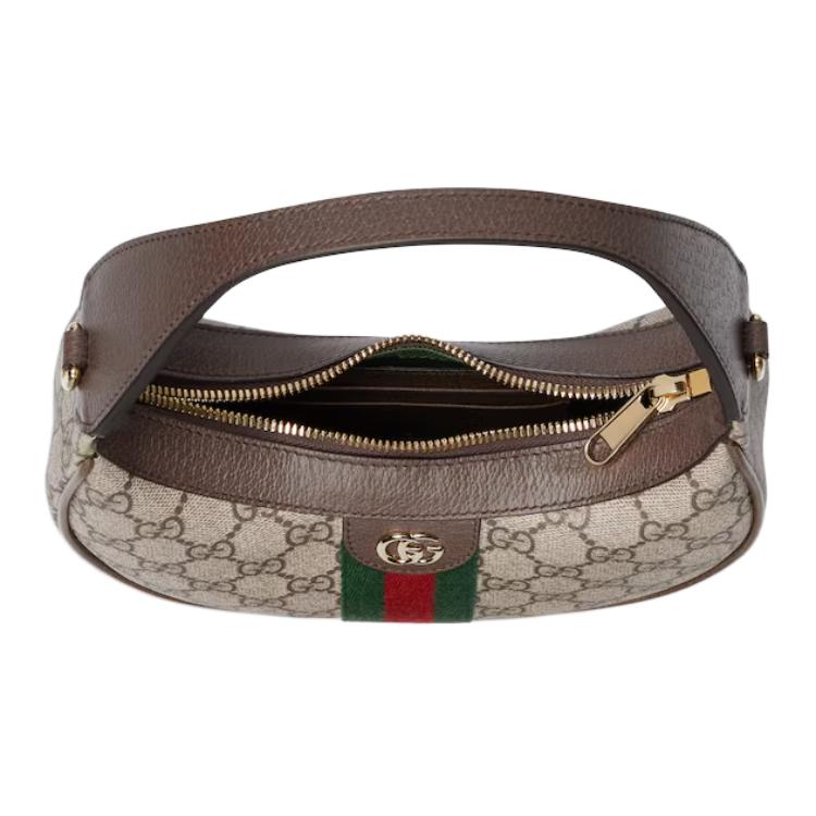 Gucci Ophidia Classic Double G Print Leather Trim Shoulder Tote Bag Small Women Handbags Beige Brown 838463-FAE0P-9746