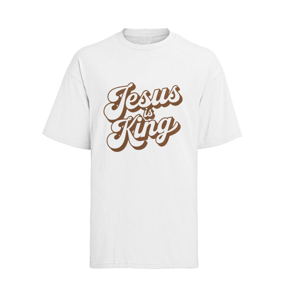 Jesus is King Glaube Gott König Religion Kirche Baumwolle Damen Oversize T Shirt