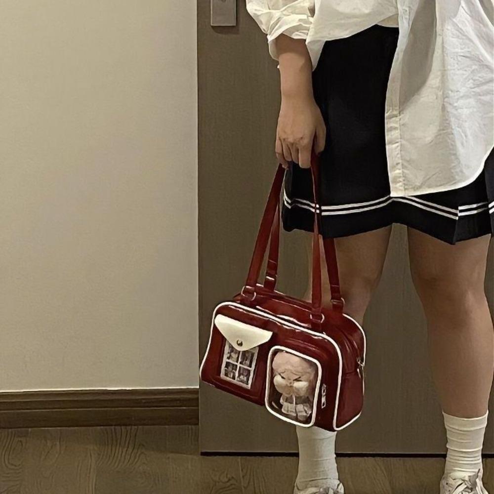 2025 New Cute Daily Fashion Versatile Transparent Messenger Two-dimensional Bow Commuter Bar Pain Bag Woman